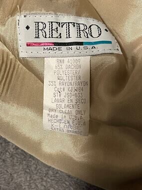 Retro Vintage Blazer Womens XL Double Breasted Shawl Collar Tan Made in USA